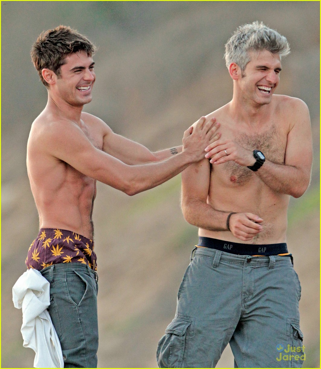 Zac Efron Director Max Joseph Hang Out Shirtless On The Beach For We