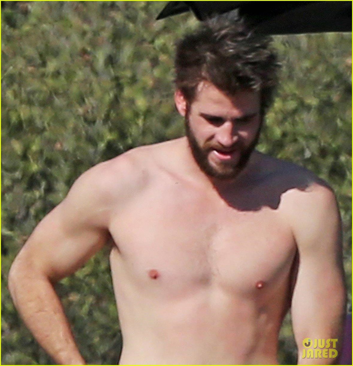 Shirtless Liam Hemsworth Shows Off His Muscles At The Beach Photo