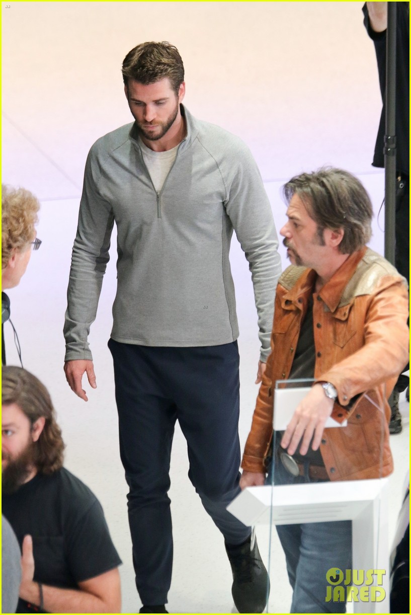 liam hemsworth works on new show doge miles detroit 01