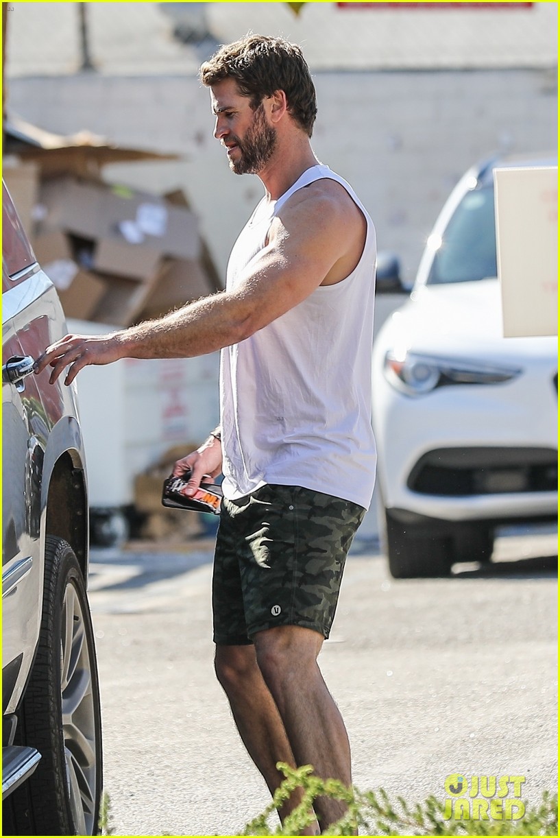 liam hemsworth muscles pumped up after workout 11