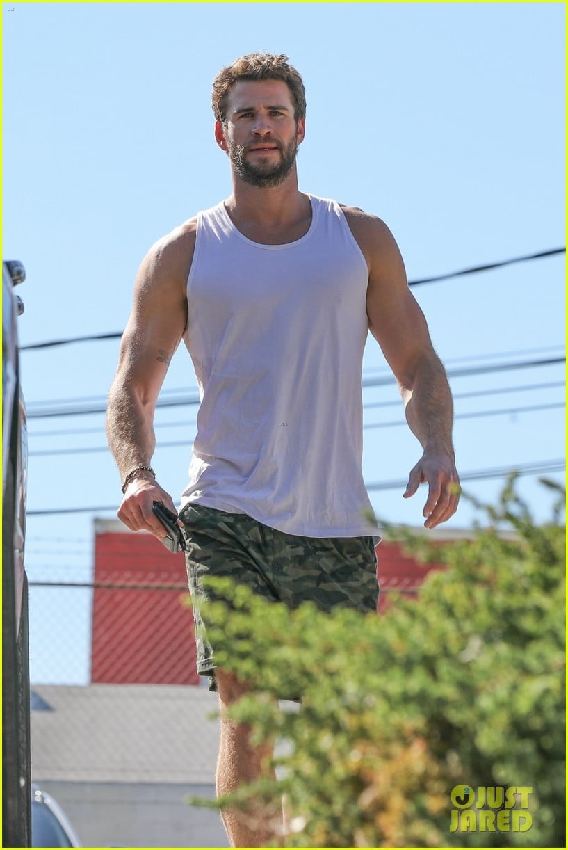 liam hemsworth muscles pumped up after workout 14