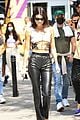 kendall jenner bares midriff leather pants suns lakers game 01