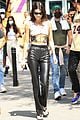 kendall jenner bares midriff leather pants suns lakers game 03