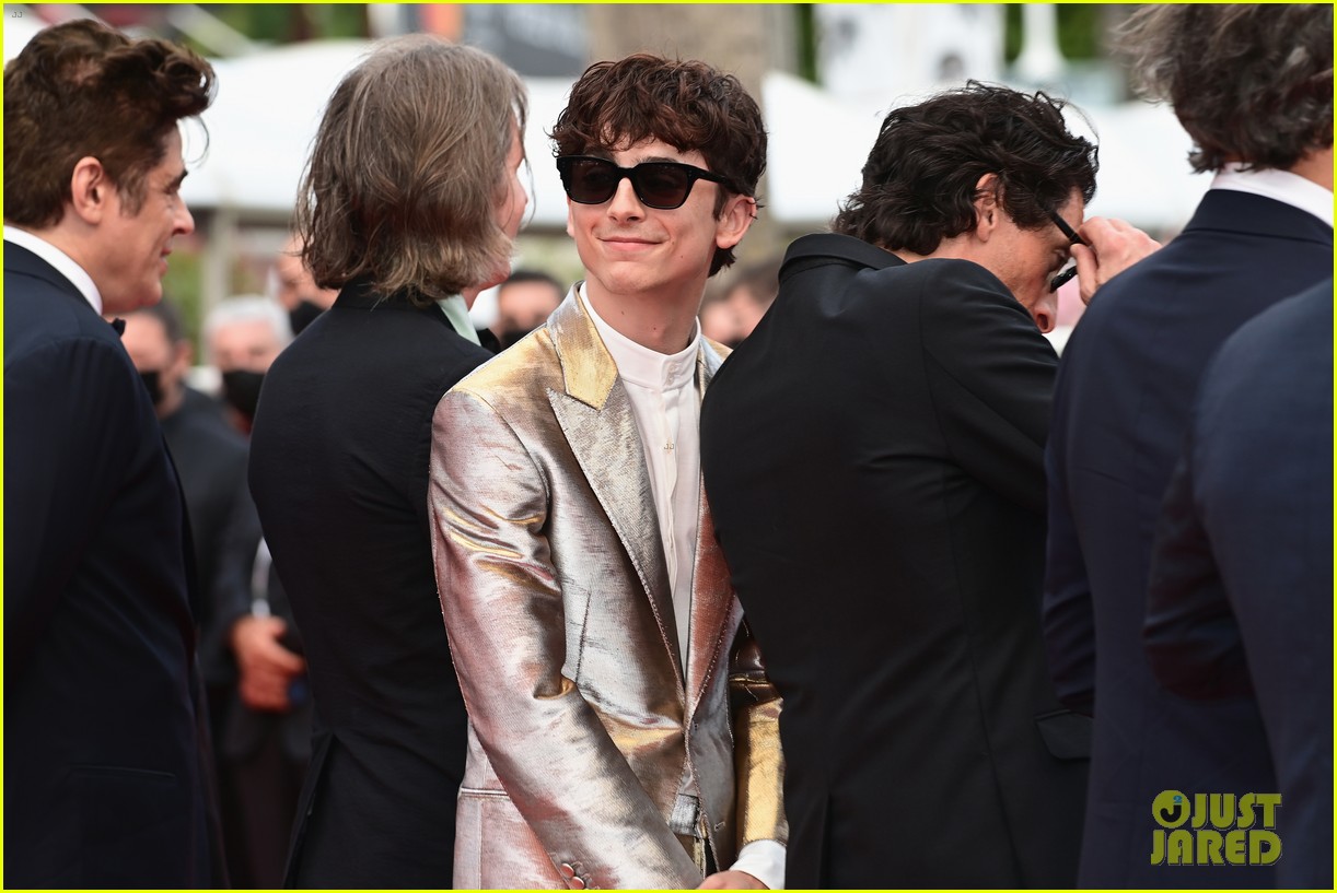 timothee chalamet cozies up to costar tilda swinton at the french dispatch cannes premiere 05