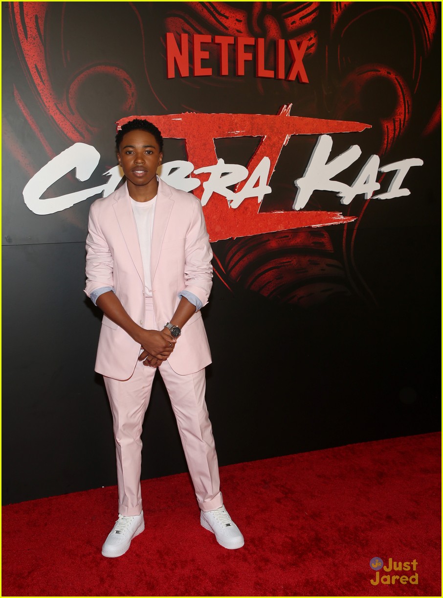 Full Sized Photo Of Tanner Buchanan Xolo Mariduena Jacob Bertrand Suit Up For Cobra Kai Premiere