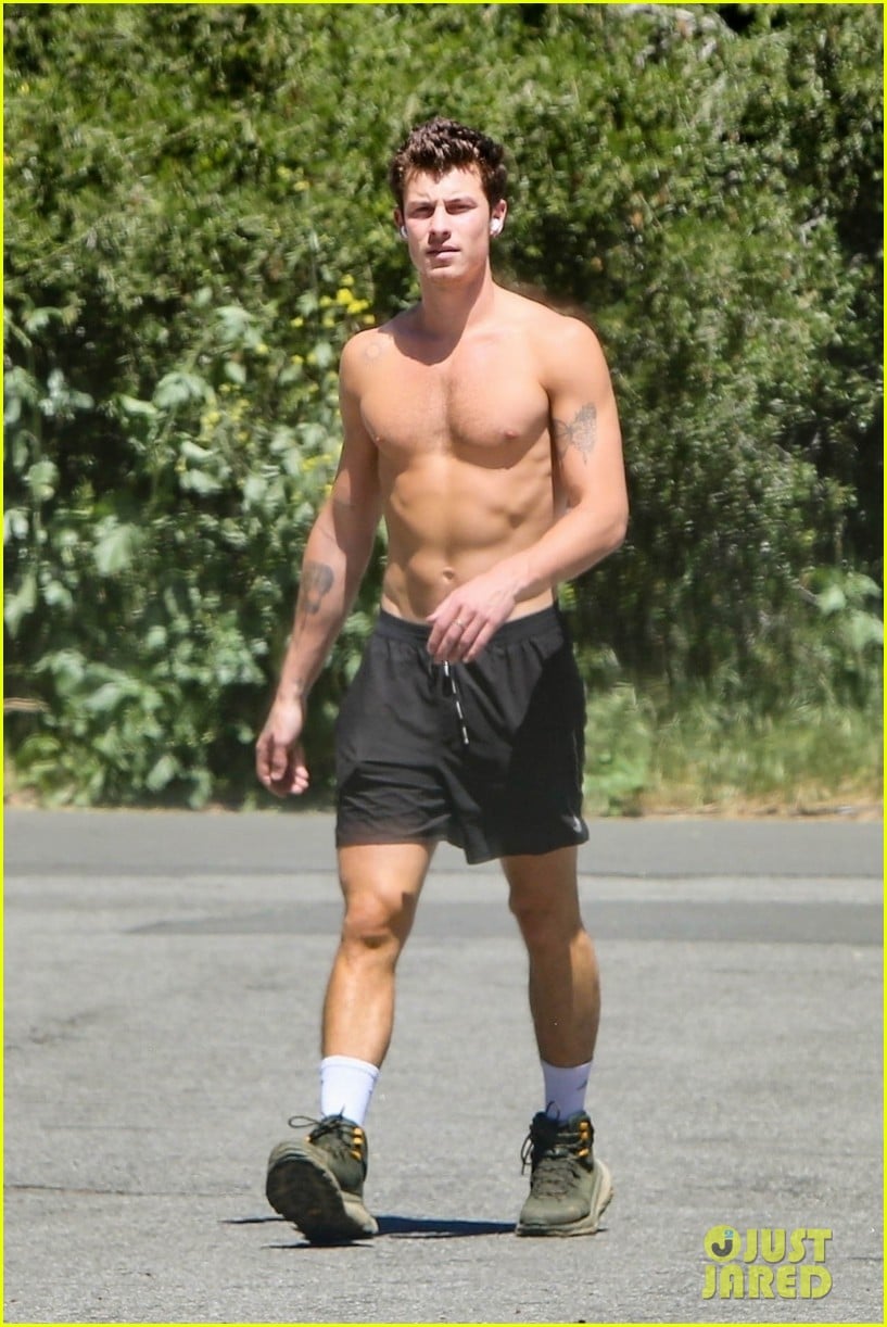 Full Sized Photo Of Shawn Mendes Shirtless On Hike Shawn Mendes Shows Off His Super Toned