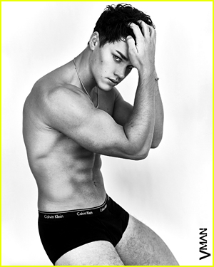 Noah Beck poses in underwear, photographed by Damon Baker