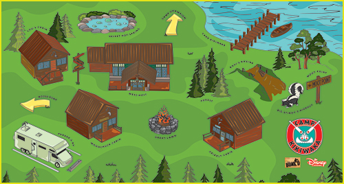 Map of Camp Kikiwaka on Disney Channel's Bunk'd