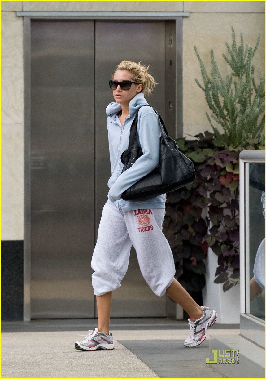 Ashley Tisdale wearing Free City Sweat Pants, Louis Vuitton