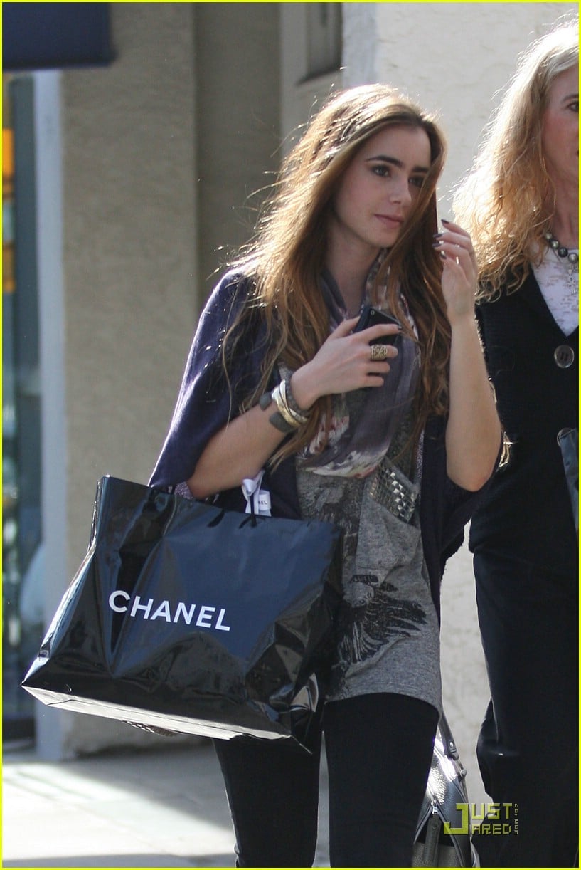 Lily Collins: Chanel Shopper, Lily Collins