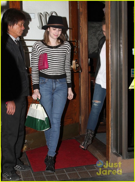 Full Sized Photo of emma roberts chloe green madeo dinner mates 07