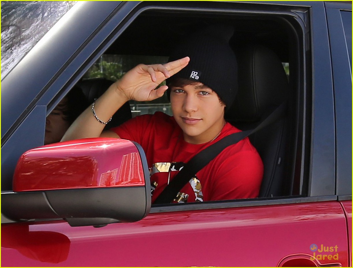 Austin Mahone Red Range Rover Ride After Passing Driver's Test Photo