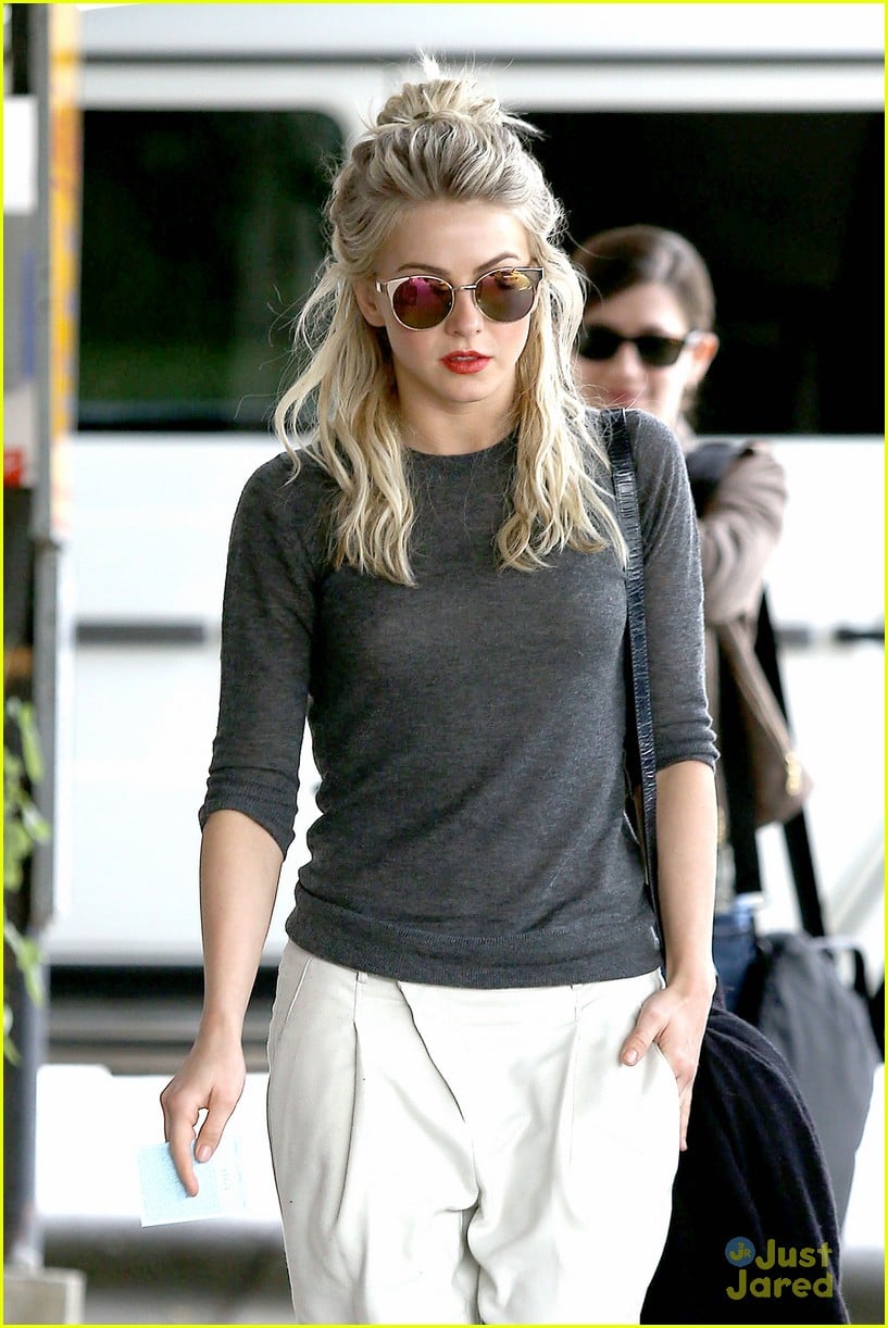 Full Sized Photo of julianne hough red lips white pants weho shopping ...