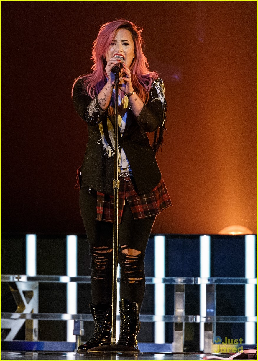 Full Sized Photo of demi lovato neon nights opening night fifth harmony ...