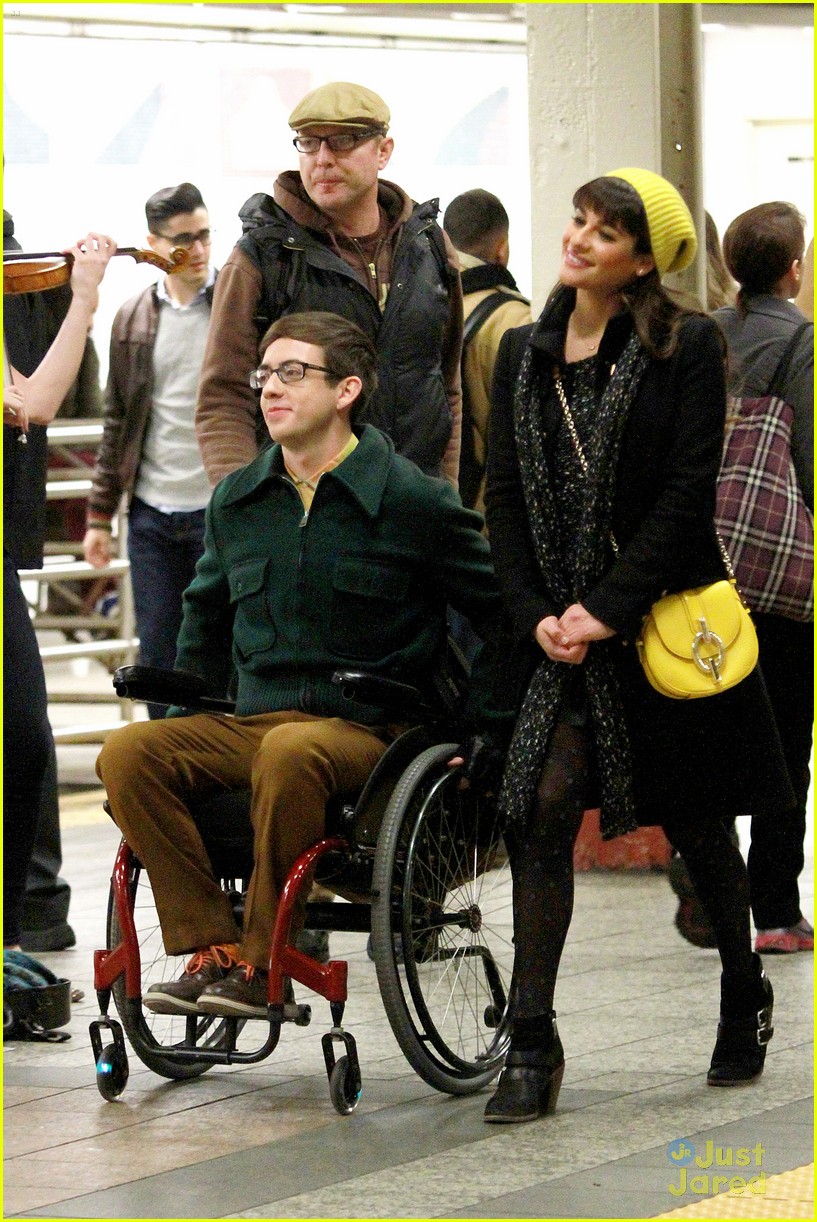 Full Sized Photo of lea michele kevin mchale glee grand central 21