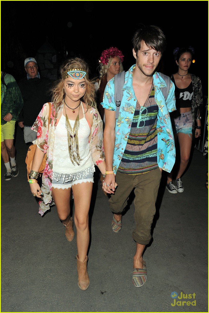 Sarah Hyland Sports Face Jewels for Coachella with Boyfriend Matt