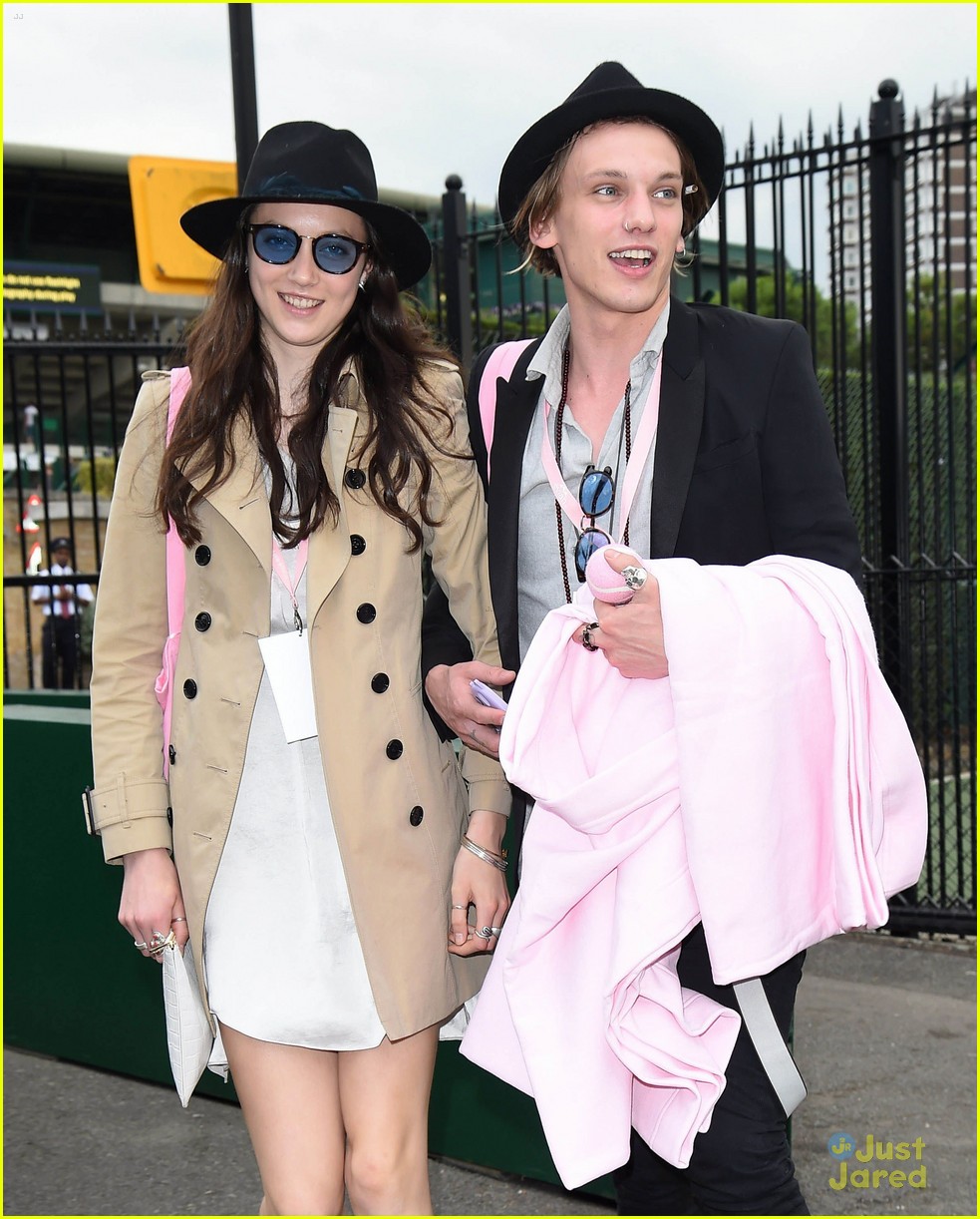 Pixie Lott & Jamie Campbell Bower Lounge with Evian during Wimbledon