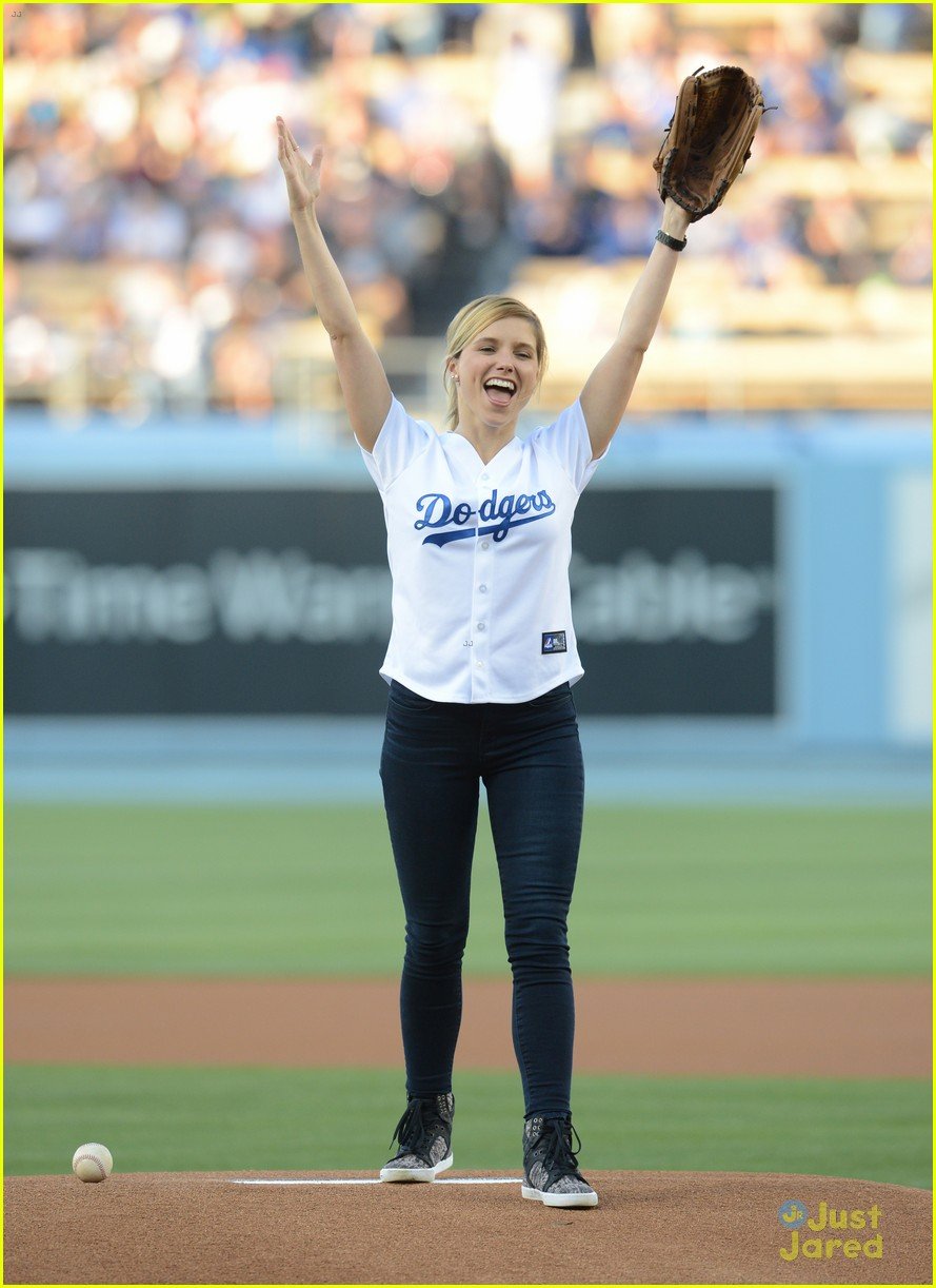 Full Sized Photo of sophia bush proud first pitch dodgers game 03