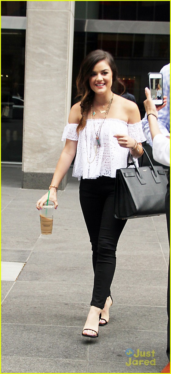 Full Sized Photo of lucy hale road between fox friends interview 03