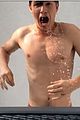 ansel elgort shirtless wet for ice bucket challenge 05