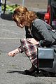 emily browning plaid legend filming london 02