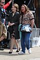 emily browning plaid legend filming london 09