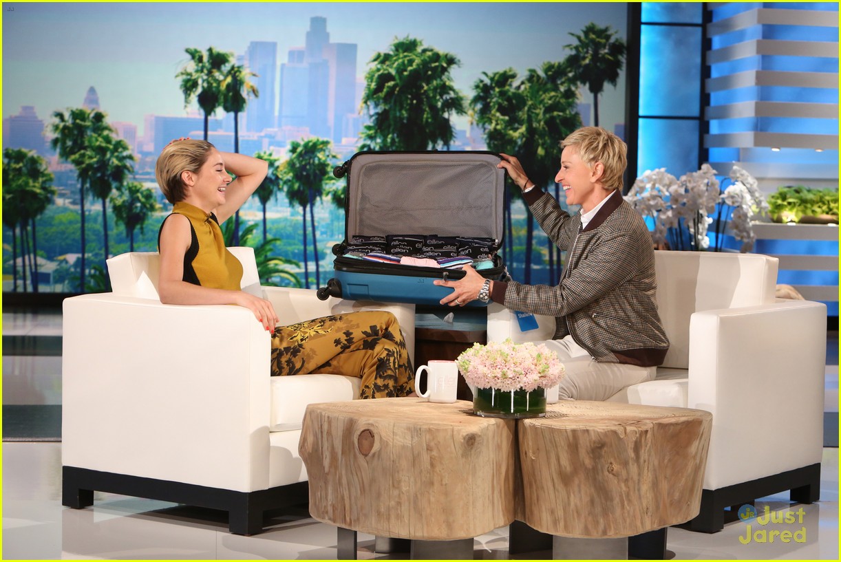 Full Sized Photo of shailene woodley ellen show suitcase travel 02