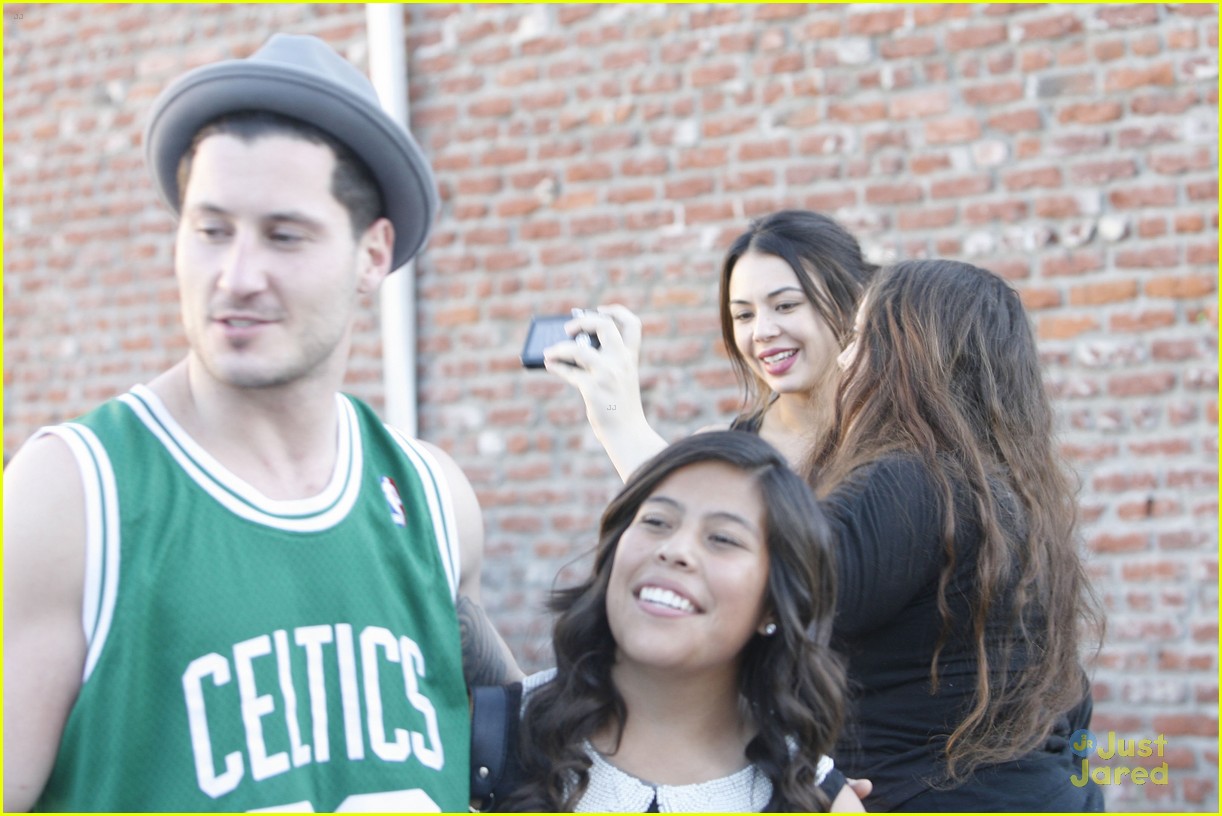 Janel Parrish & Val Chmerkovskiy Get Fan Friendly After DWTS Practice