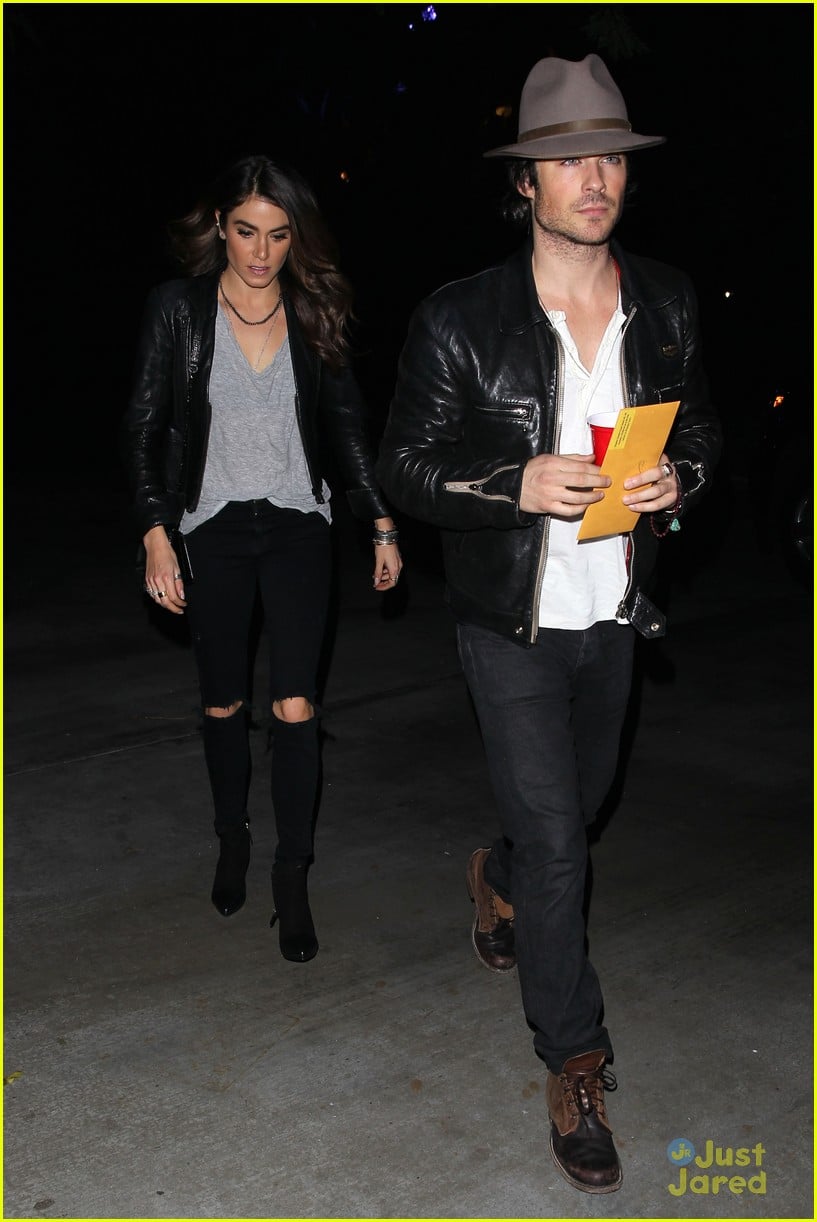 Nikki Reed & Ian Somerhalder Wear Matching Leather on Their Lakers Date ...