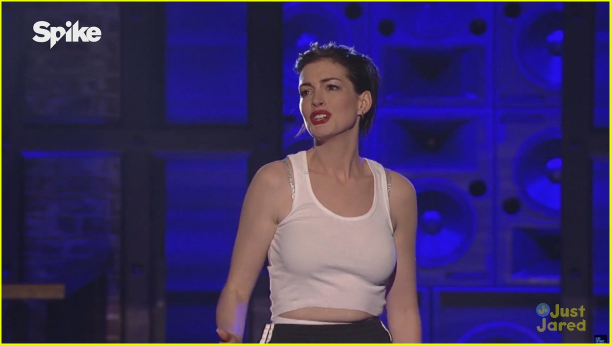 Full Sized Photo Of Anne Hathaway Rides Miley Cyrus Wrecking Ball For Lip Sync Battle 07 Anne 