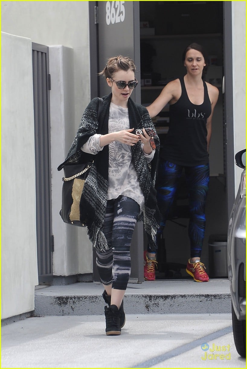 Full Sized Photo of lily collins workout trash cute pic with mom jill ...