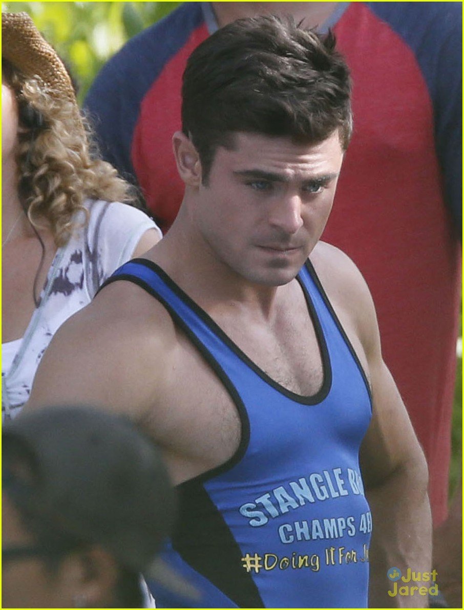 Zac Efron Wears Tight Wrestling Singlet With Adam DeVine Photo Photo Gallery Just