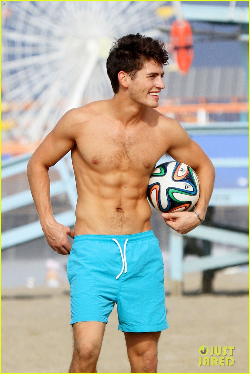 Gregg Sulkin Plays Shirtless Soccer On The Beach Photo 881528