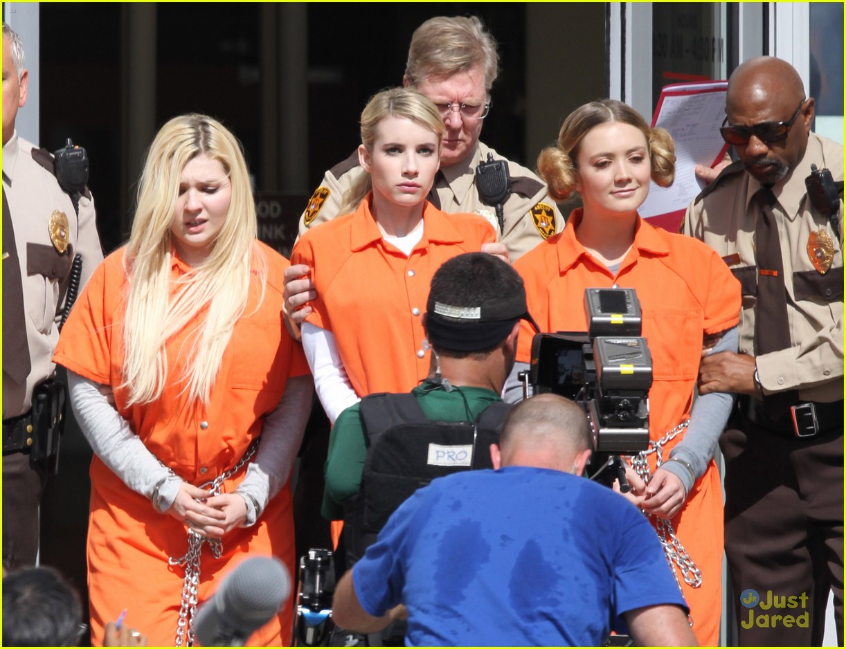 Full Sized Photo of scream queens arrest orange suits lea michele eye ...