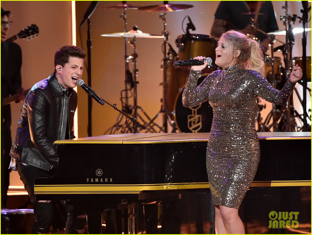 Meghan Trainor Kisses Charlie Puth After AMAs 2015 Performance WATCH