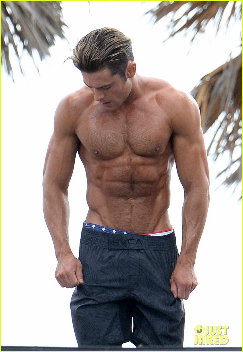 Full Sized Photo Of Zac Efron Abs Shirtless Obstacle Course Baywatch