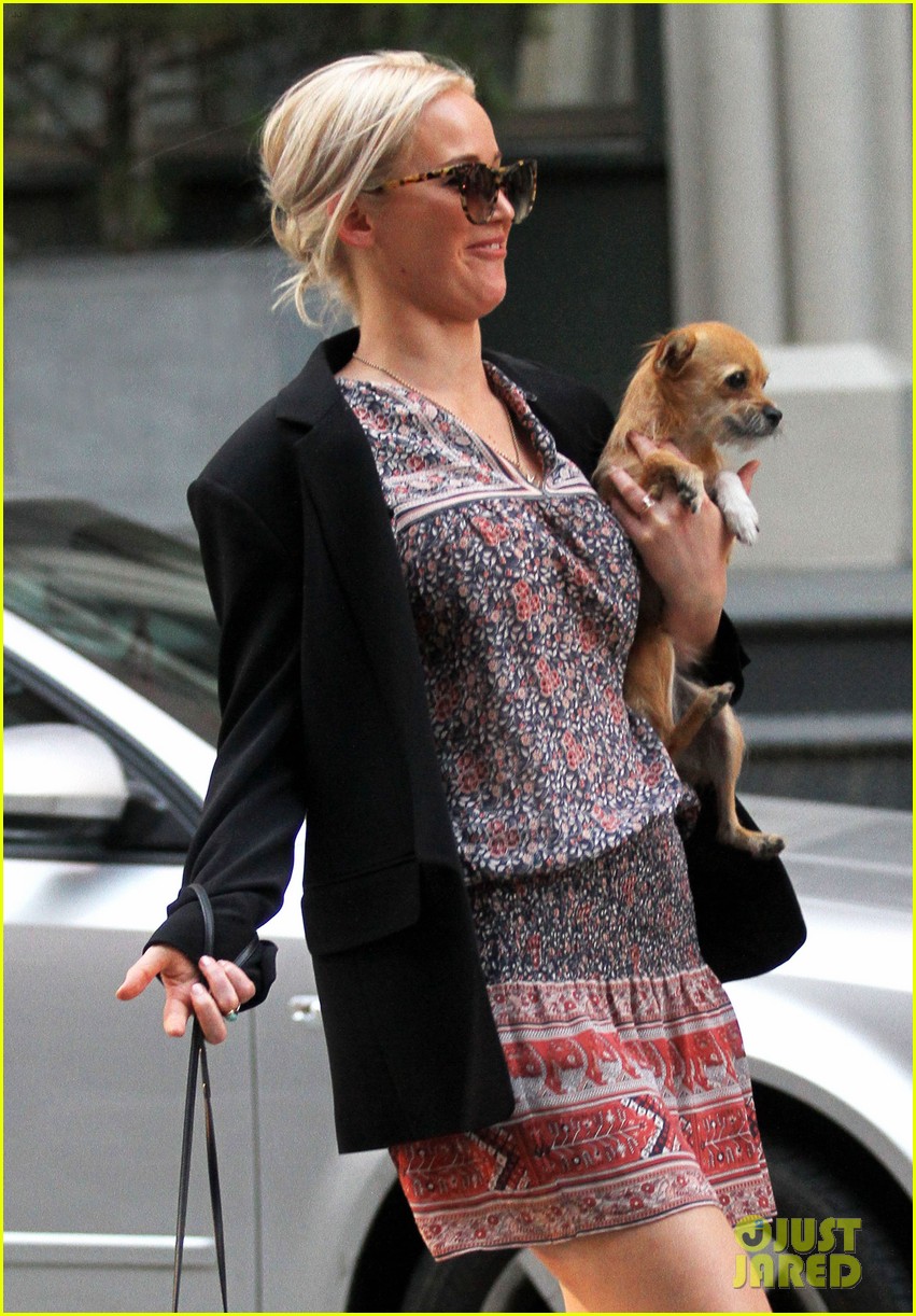 Full Sized Photo of jennifer lawrence takes her dog pippi for a walk 02