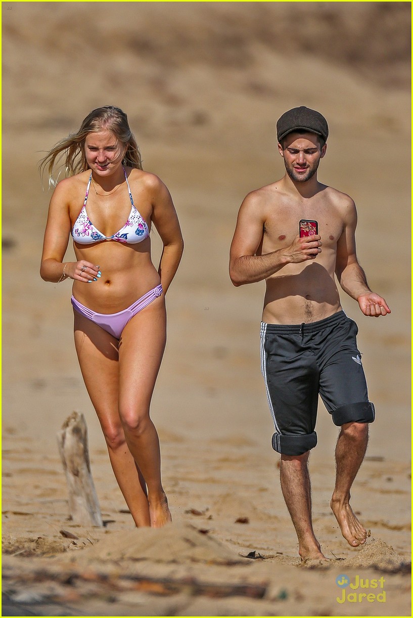 Veronica Dunne & Max Ehrich Have Fun on the Beach During Haw