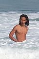 jaden smith wears just his calvins for a dip at the beach 22