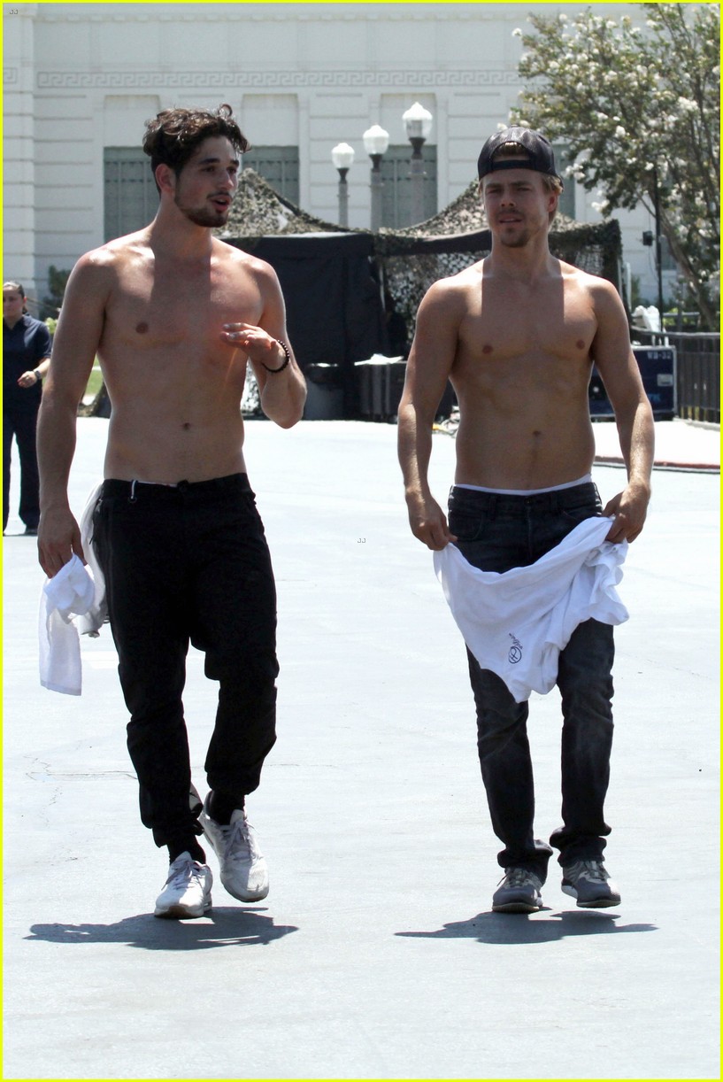 Full Sized Photo Of Derek Hough Dwts Guys Go Shirtless To Film Promo