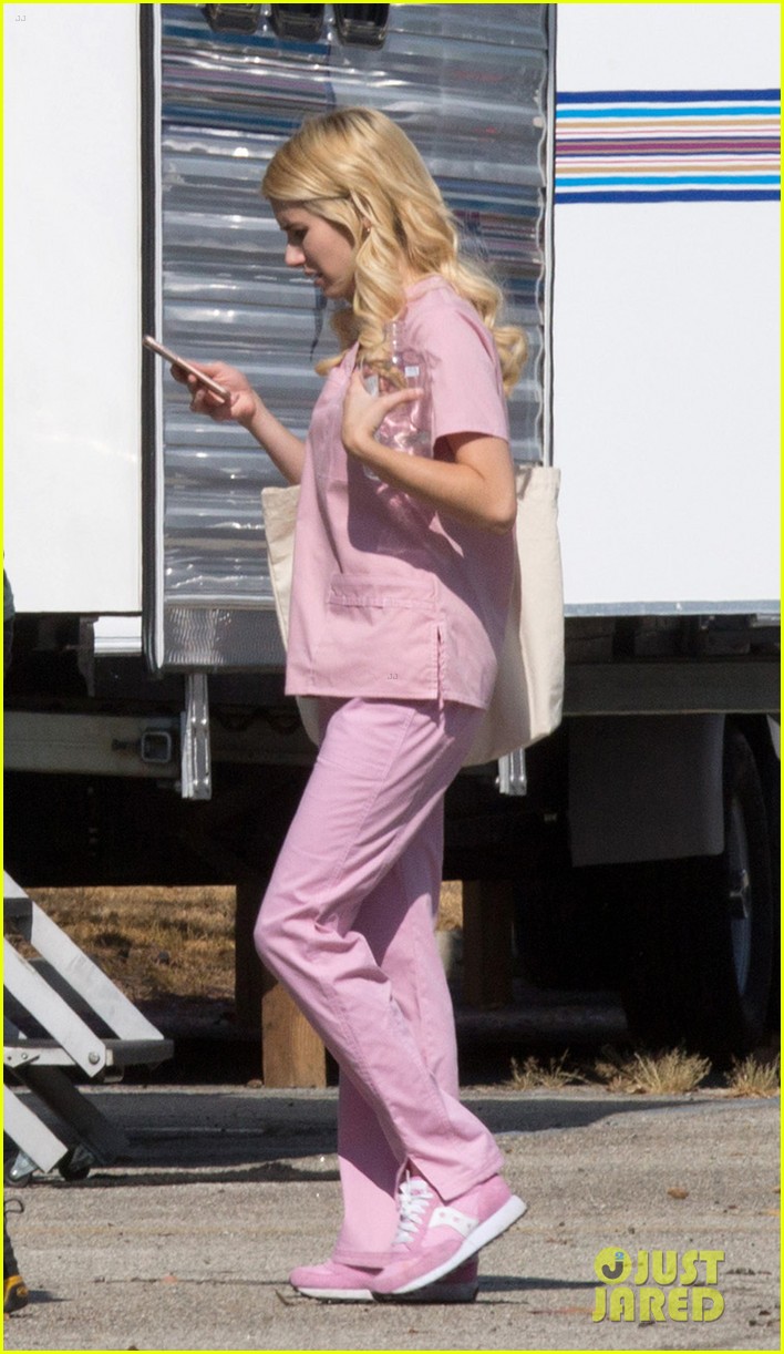 Emma Roberts Rocks Pink Scrubs For 'Scream Queens' Filming Photo