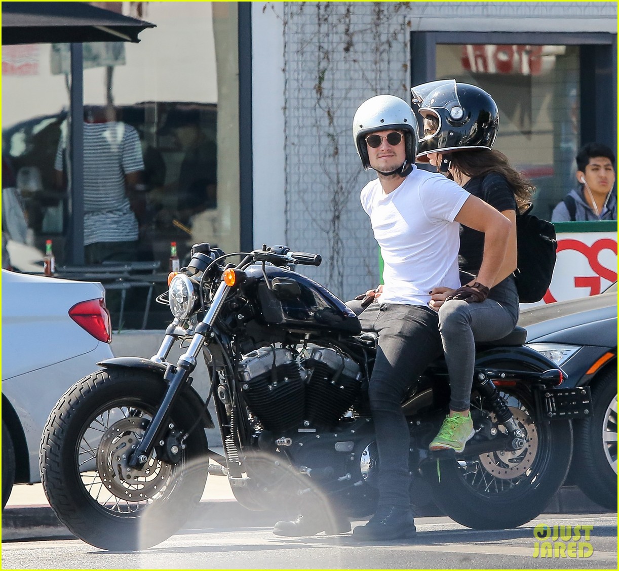 josh hutcherson girlfriend claudia traisac ride around on his motorcycle02213mytext