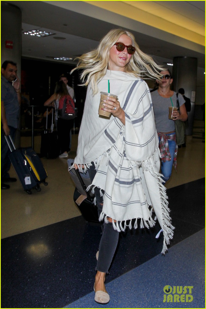 Full Sized Photo of julianne hough grabs an iced coffee after arriving