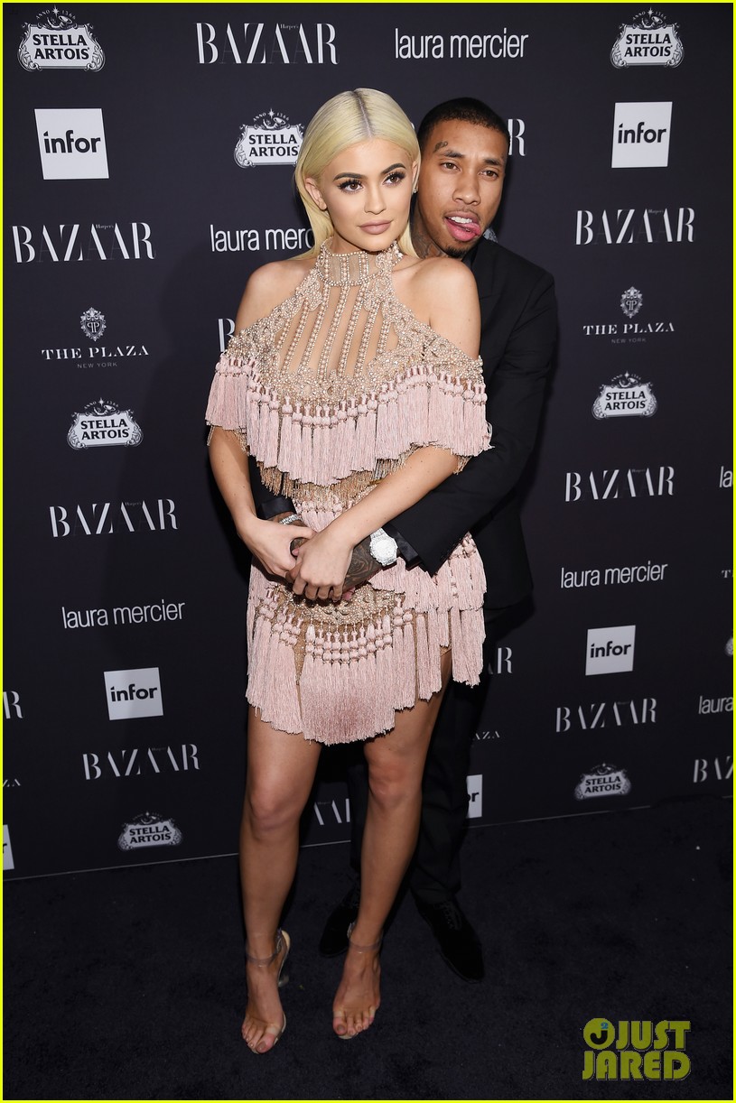 Kylie Jenner & Tyga Couple Up at Harper's Bazaar Party with Kendall