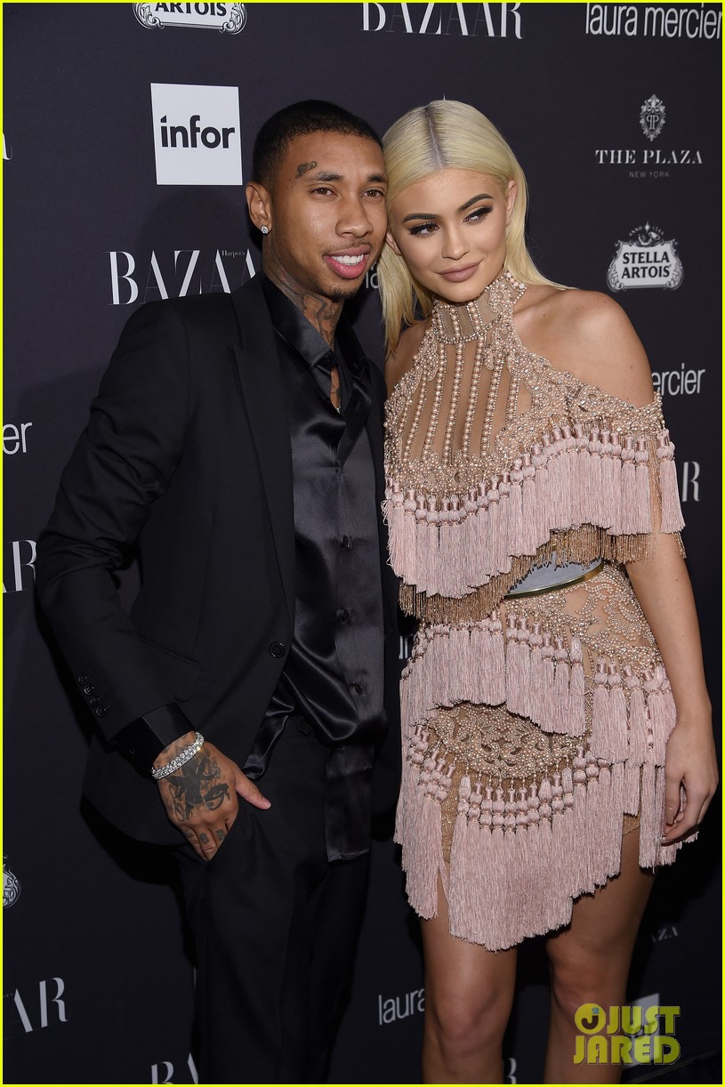 Kylie Jenner & Tyga Couple Up at Harper's Bazaar Party with Kendall