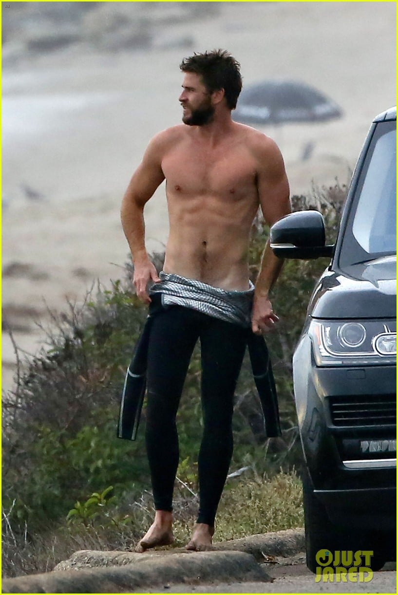 Liam Hemsworth Looks So Hot While Shirtless After Surfing Photo