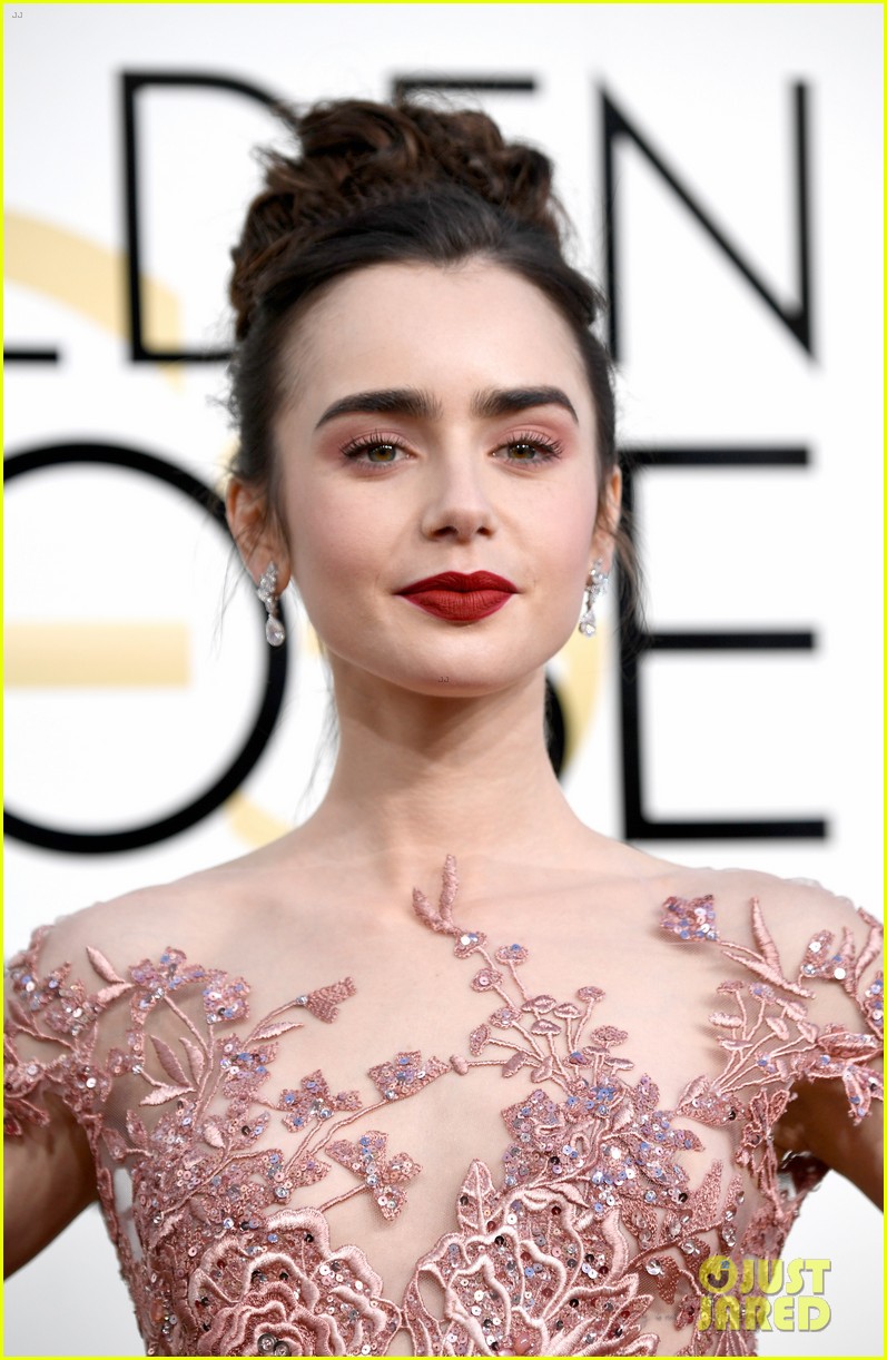 Lily Collins Hair And Makeup At The 2017 Golden Globes POPSUGAR Beauty