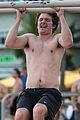 ansel elgort goes shirtless for a workout at the beach 07