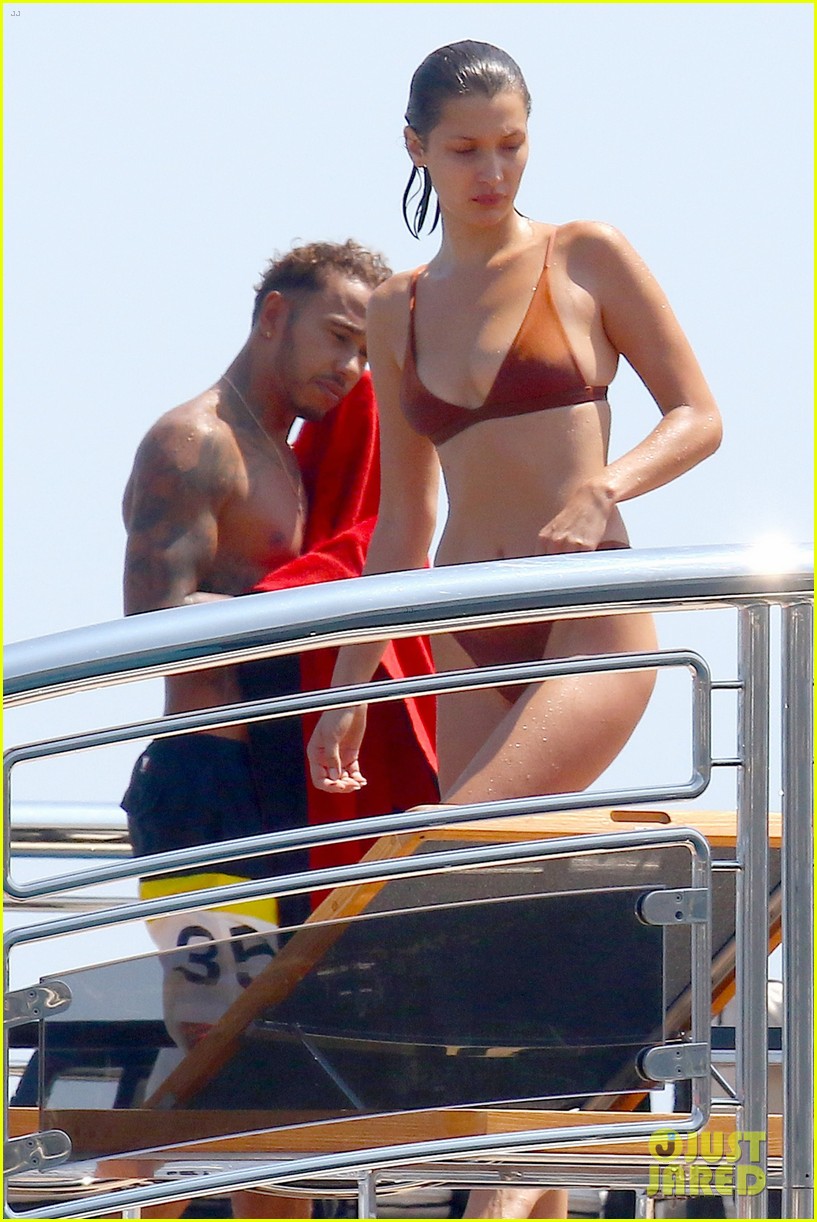 bella hadid lewis hamilton yacht