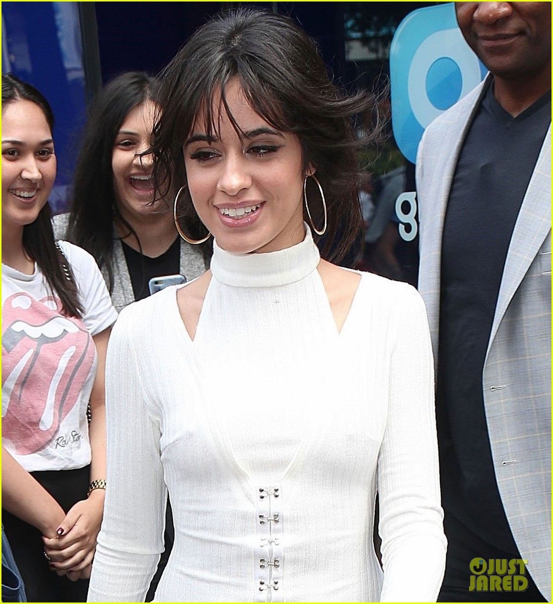 Full Sized Photo of camila cabello london press white dress 04 | Camila